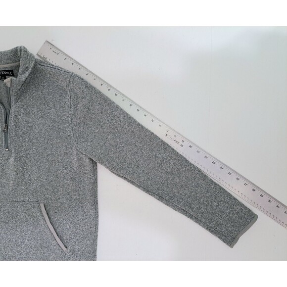 J Crew Men's Small Gray Mock Neck Pouch Fleece Pullover Zip Sweater Grey - Picture 10 of 10